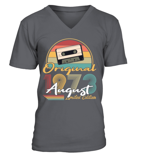 50th birthday august 1973 original 1973 V-Neck T-shirt