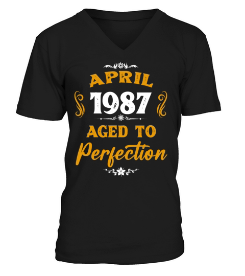 April 1987 Vintage Birthday Present V-Neck T-shirt