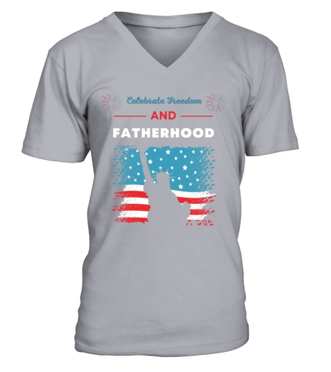 Celebrate Freedom and Fatherhood with flag America V-Neck T-shirt