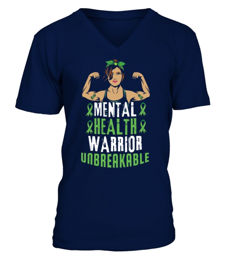 Green Mental Health Warrior Awareness Month V-Neck T-shirt