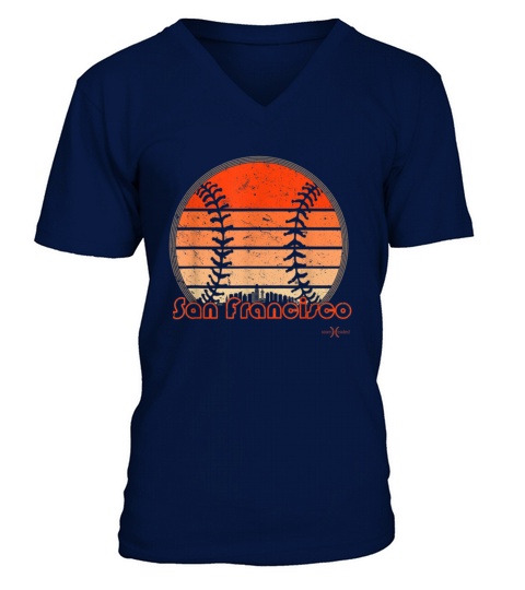 Retro San Francisco Baseball Sunset with Vintage V-Neck T-shirt
