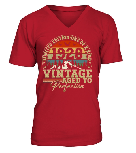 retro vintage birthday 1928 V-Neck T-shirt