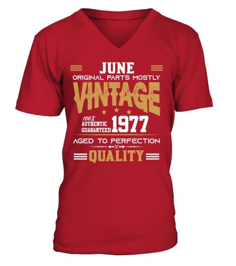 Vintage Aged To Perfection June 1977 V-Neck T-shirt
