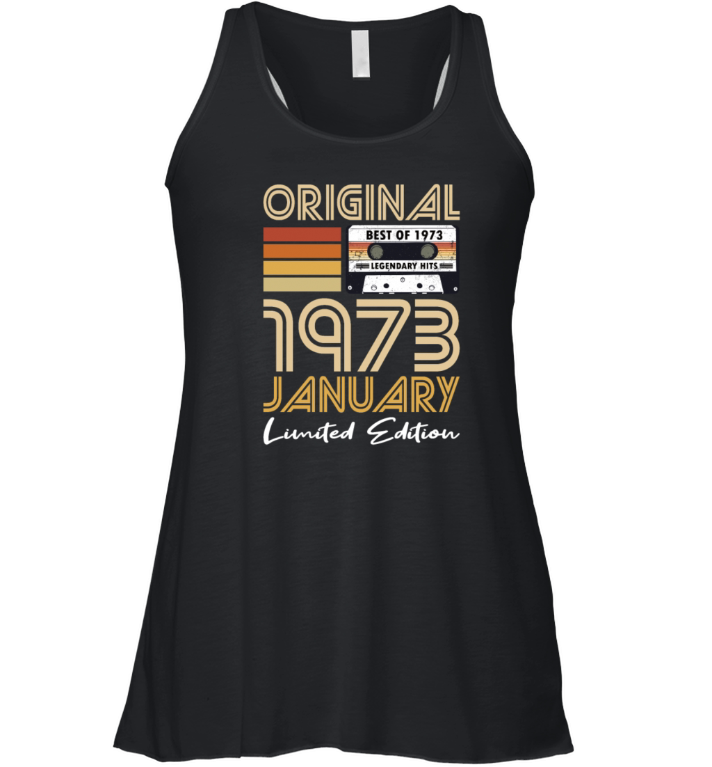 50th birthday january 1973 original 1973 Women's Flowy Tank Top