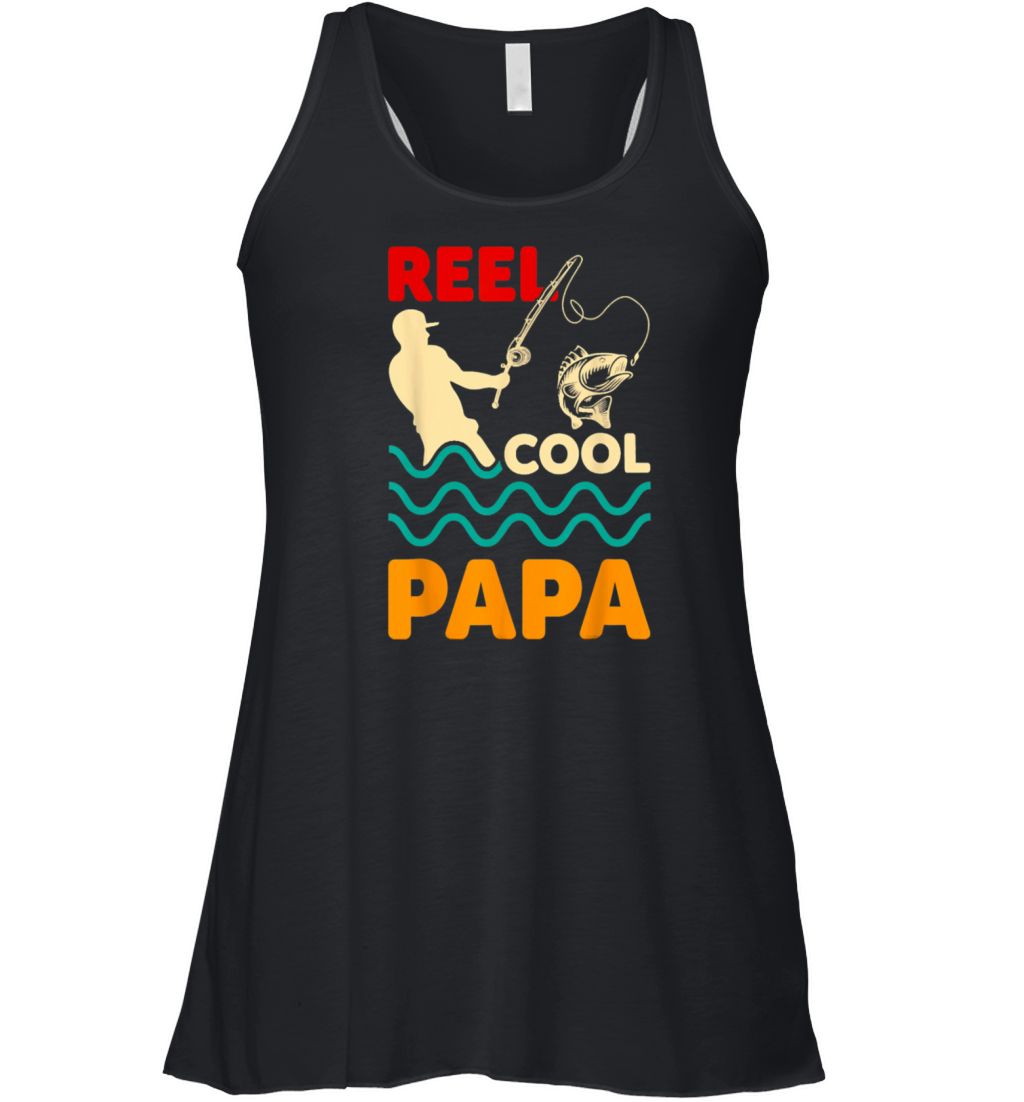 Vintage Reel Cool Papa Fishing Fisherman Women's Flowy Tank Top