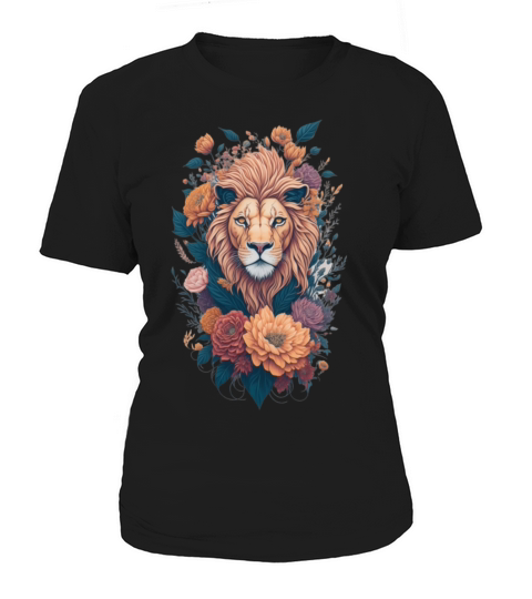 Vintage Lion Head and Flower Splash T-Shirt Women's T-Shirt