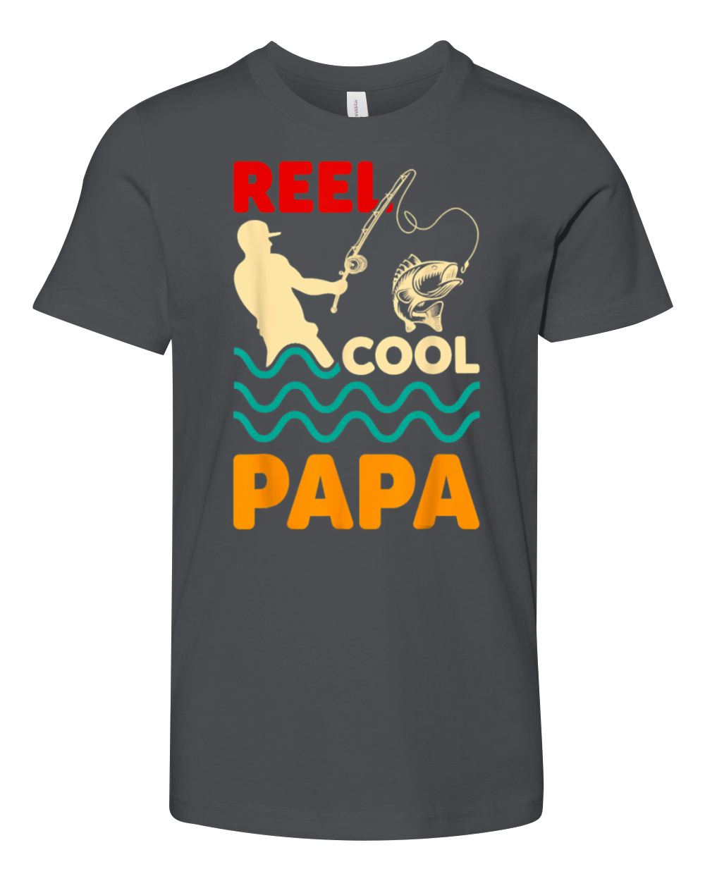 Vintage Reel Cool Papa Fishing Fisherman Youth Unisex Jersey Tee