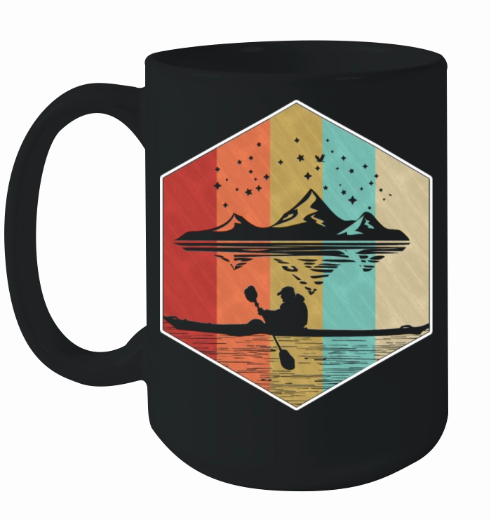 Vintage Retro Kayaking Nature Mountains Kayak Ceramic Mug