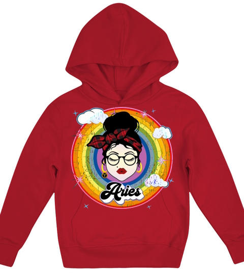 Aries Star Sign Girl Hair Bun Astrology Retro Kids Hoodie