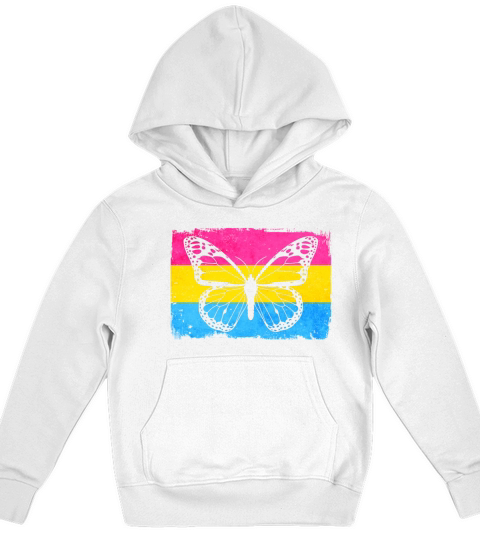 Pansexual Pride Pan Flag Butterfly Sublte LGBTQ Kids Hoodie