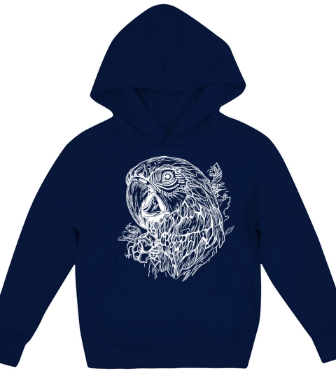 Parrot Portrait Elegant Vintage Bird Kids Hoodie