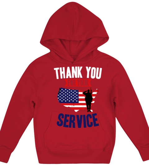 Veterans Day Thank You For Your Service Kids Hoodie