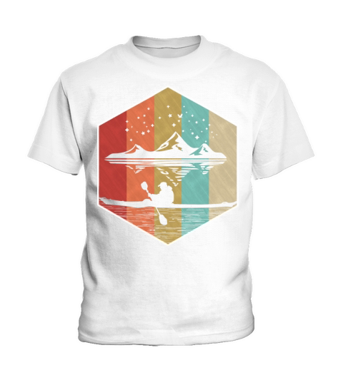 Vintage Retro Kayaking Nature Mountains Kayak Kids T-Shirt