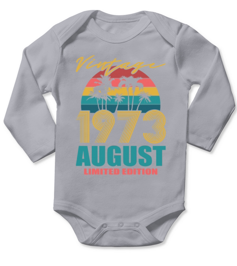 50th birthday august 1973 vintage 1973 Long Sleeve Baby One-Piece