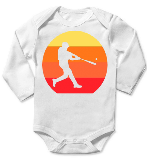 Baseball Shirt - Vintage Retro Baseball Player Long Sleeve Baby One-Piece