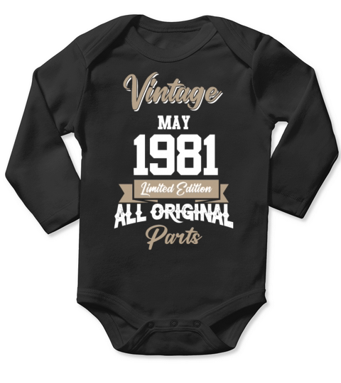 May 1981 Vintage Birthday Present Long Sleeve Baby One-Piece