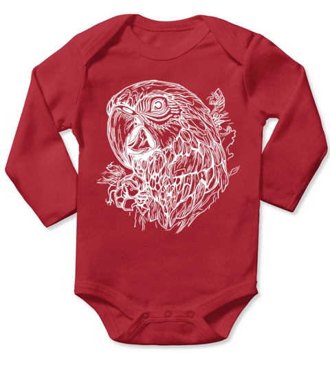 Parrot Portrait Elegant Vintage Bird Long Sleeve Baby One-Piece