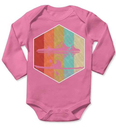 Vintage Retro Kayaking Nature Mountains Kayak Long Sleeve Baby One-Piece