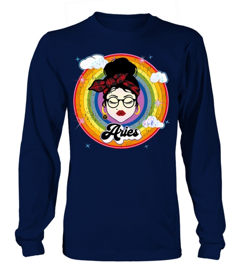 Aries Star Sign Girl Hair Bun Astrology Retro Long sleeved Unisex