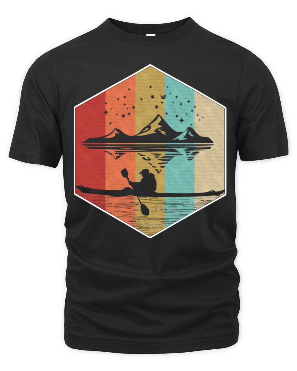 Vintage Retro Kayaking Nature Mountains Kayak Organic Unisex T-shirt