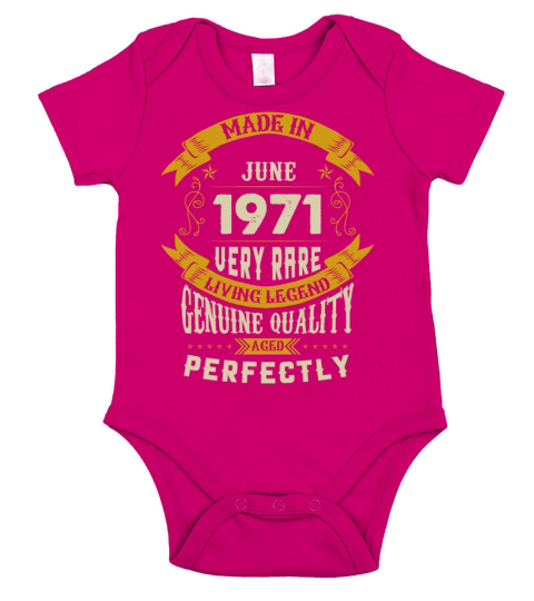 June 1971 Vintage Birthday Present Short Sleeve Baby One-Piece