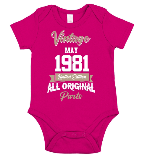 May 1981 Vintage Birthday Present Short Sleeve Baby One-Piece