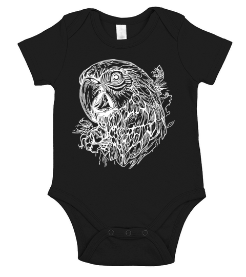 Parrot Portrait Elegant Vintage Bird Short Sleeve Baby One-Piece