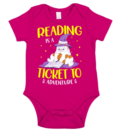 Reading Is A Ticket To Adventure Bookworm Book Short Sleeve Baby One-Piece