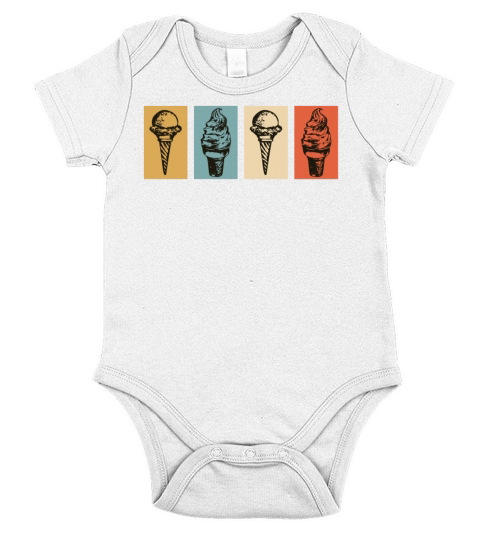 Vintage Retro Ice Cream Short Sleeve Baby One-Piece