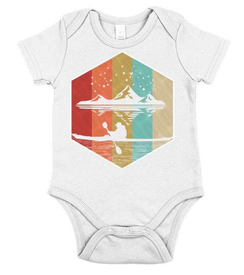 Vintage Retro Kayaking Nature Mountains Kayak Short Sleeve Baby One-Piece