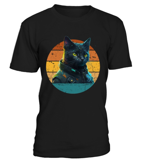 Cat Daddy Black Cat Vintage Eighties Style Cat Ret T-Shirt Unisex