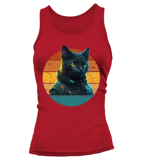 Cat Daddy Black Cat Vintage Eighties Style Cat Ret Tank top Woman