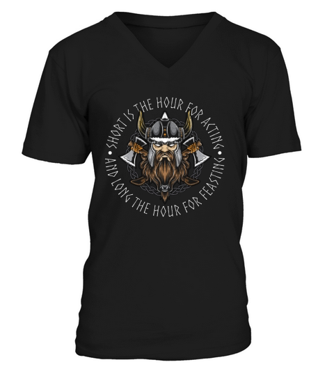 Norse Mythology Short Is The Hour Mystic Runes V-Neck T-shirt