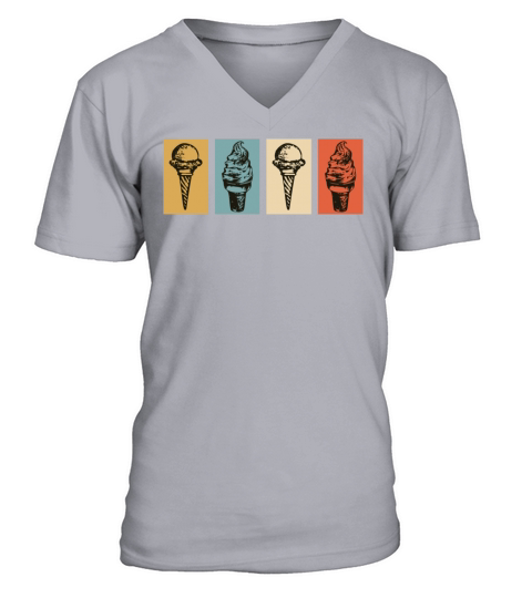 Vintage Retro Ice Cream V-Neck T-shirt