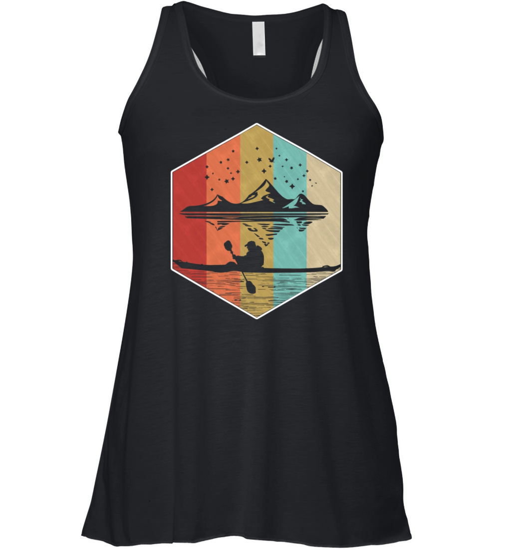 Vintage Retro Kayaking Nature Mountains Kayak Women's Flowy Tank Top