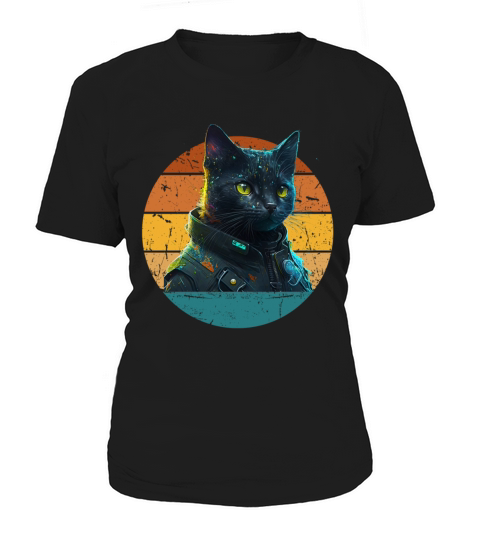 Cat Daddy Black Cat Vintage Eighties Style Cat Ret Women's T-Shirt