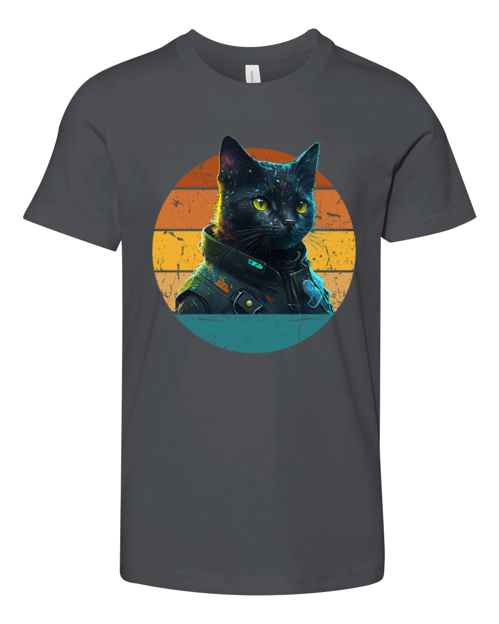 Cat Daddy Black Cat Vintage Eighties Style Cat Ret Youth Unisex Jersey Tee