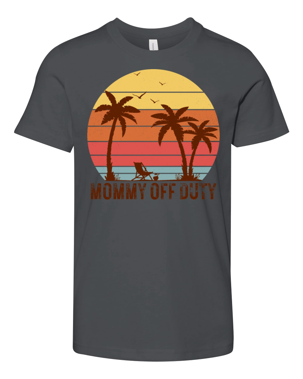 Mommy Off Duty Vintage Sunset Summer Vacation Mom Youth Unisex Jersey Tee