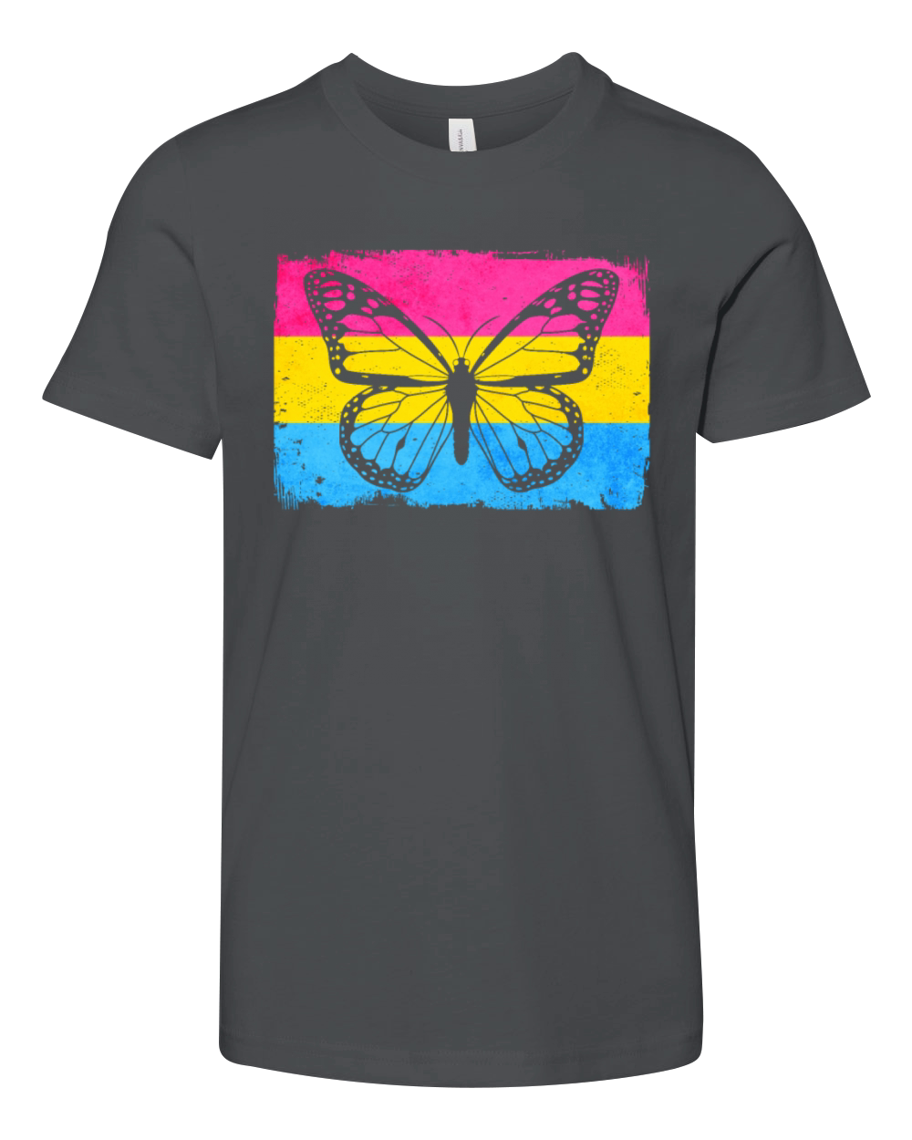 Pansexual Pride Pan Flag Butterfly Sublte LGBTQ Youth Unisex Jersey Tee