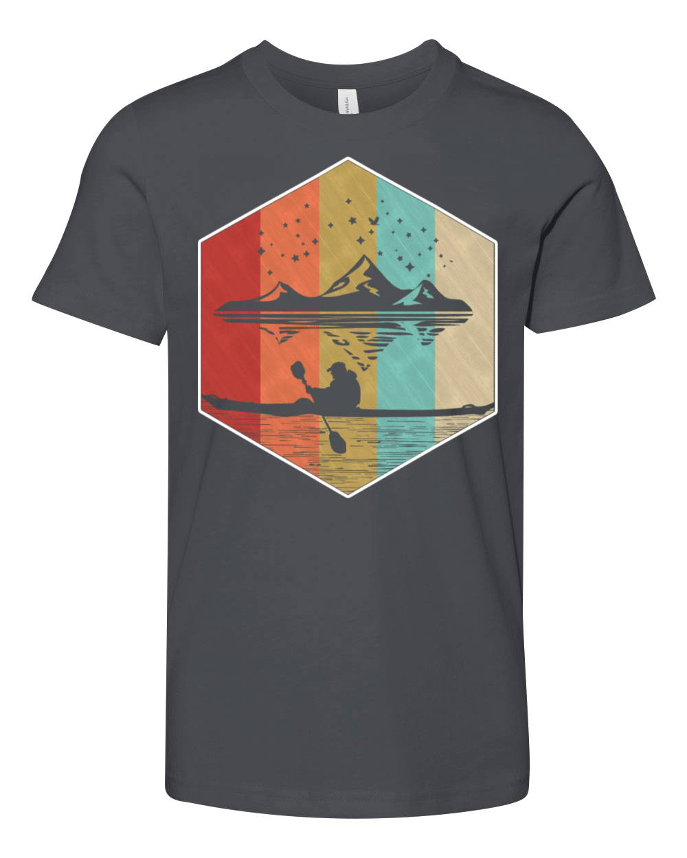 Vintage Retro Kayaking Nature Mountains Kayak Youth Unisex Jersey Tee