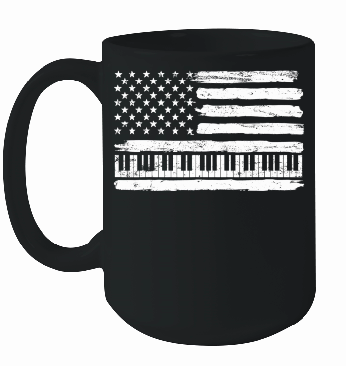 Piano Pianist USA American Flag Patriotic Vintage Ceramic Mug
