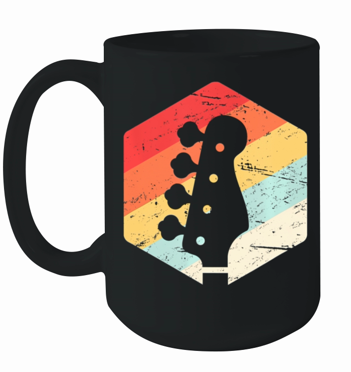 Retro Vintage Bass Guitar Players Rock Music Band Ceramic Mug