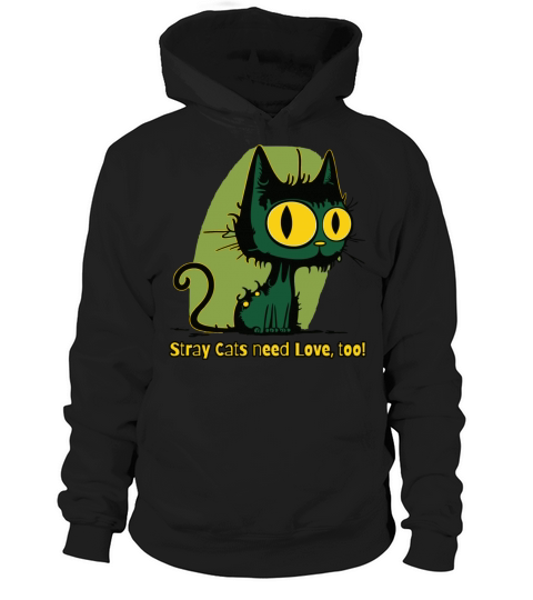 Stray Cats Need Love Vintage Cartoon Cat Hoodie Unisex
