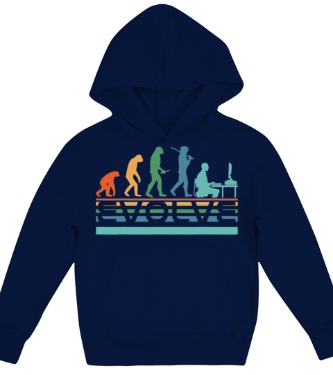 Nerdy Retro Vintage Evolve Computer Gamer Geek Kids Hoodie