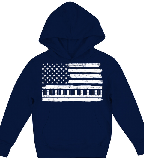 Piano Pianist USA American Flag Patriotic Vintage Kids Hoodie