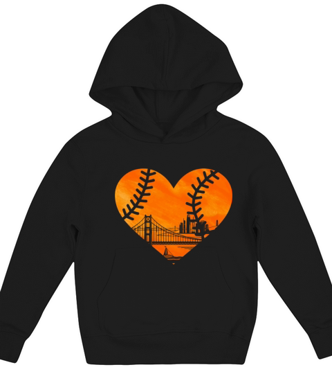 US State San Francisco Baseball Vintage Heart Kids Hoodie