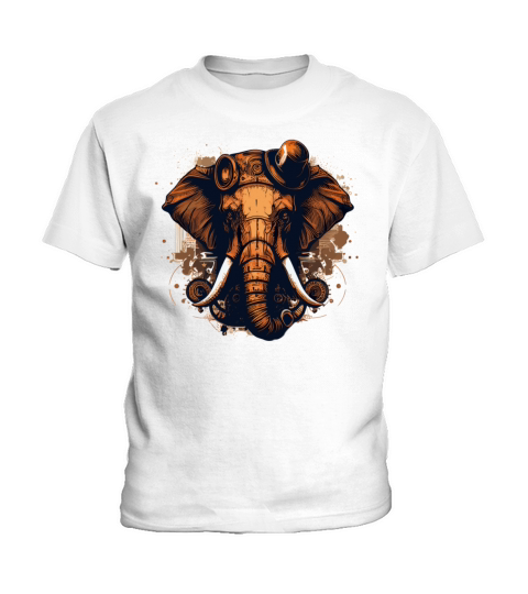 Steampunk Mechanical Elephant Vintage Machine Anim Kids T-Shirt