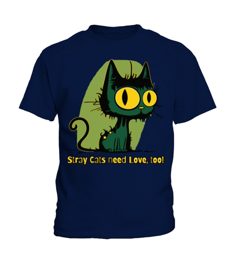 Stray Cats Need Love Vintage Cartoon Cat Kids T-Shirt