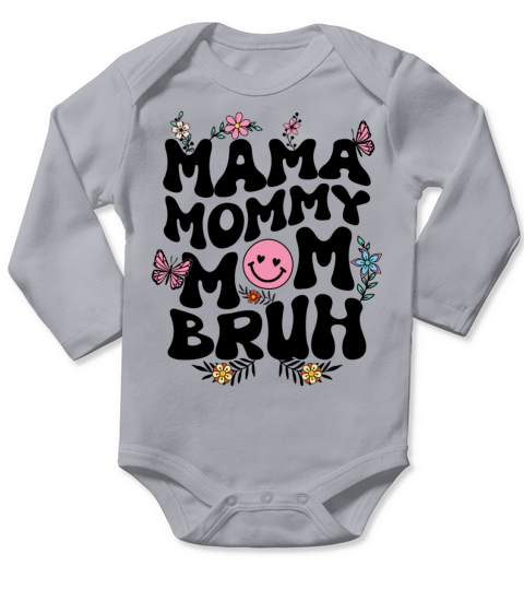 Groovy Mama Mommy Mom Bruh Funny Mothers Day 23 Long Sleeve Baby One-Piece