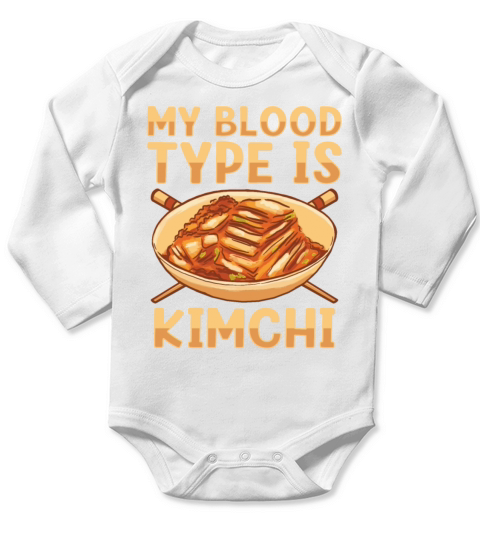 My Blood Type Is Kimchi Lover Korean Food Long Sleeve Baby One-Piece